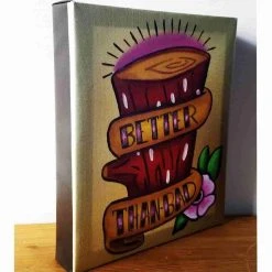 Jesse JFR Exclusives "Better Than Bad" Ren & Stimpy Log Inspired Art Gallery Wrapped Canvas Print 8x10 By JesseJFR