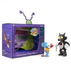 Itchy And Scratchy Flocked Version Medium Figure Set By The Simpsons X Kidrobot - IamRetro Exclusive