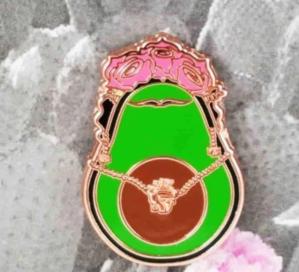 Jesse JFR Frida Cado 1.25" Pin On Rose Gold Metal By JesseJFR Pins & Patches