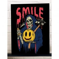 IamRetro.com Grim Reaper - Smile 'Today Is Your Day' Gallery Wrapped Canvas Print 12x16 Wall Art