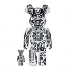Medicom Toys HR Giger White Chrome 400% + 100% Combo Bearbrick By Medicom