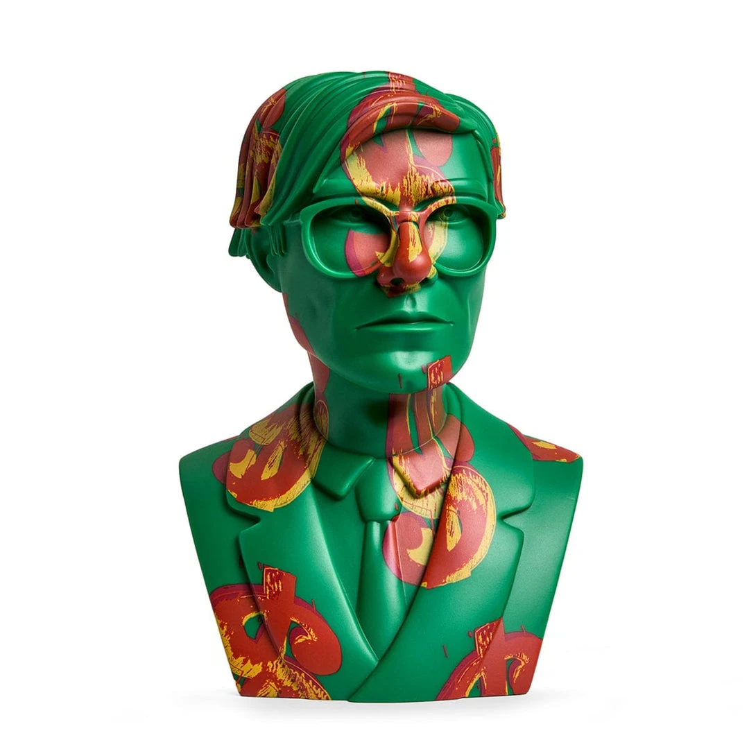 Andy Warhol - Green Dollar Sign 12" Bust Vinyl Figure Sculpture By Kidrobot