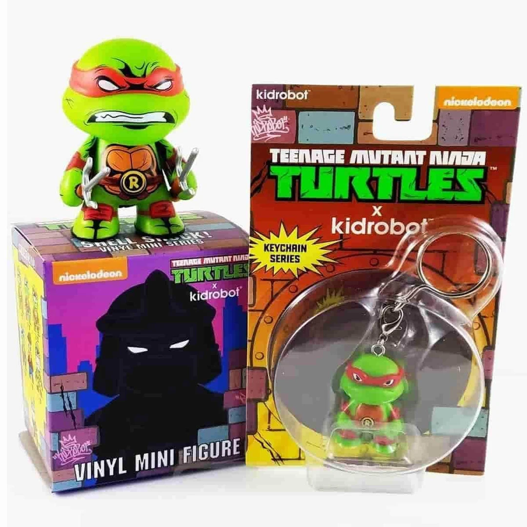 Raphael Mini + Keychain Bundle Pack - TMNT Ninja Turtles Shell Shock Kidrobot