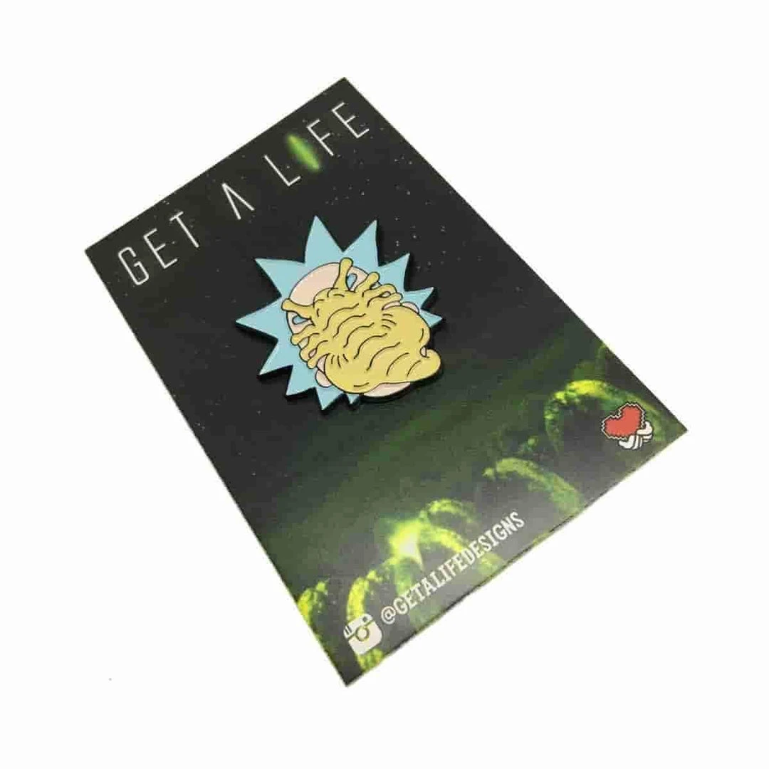 FACEHUGGER RICK - Alien X Rick And Morty Enamel Pin By Get A Life Designs