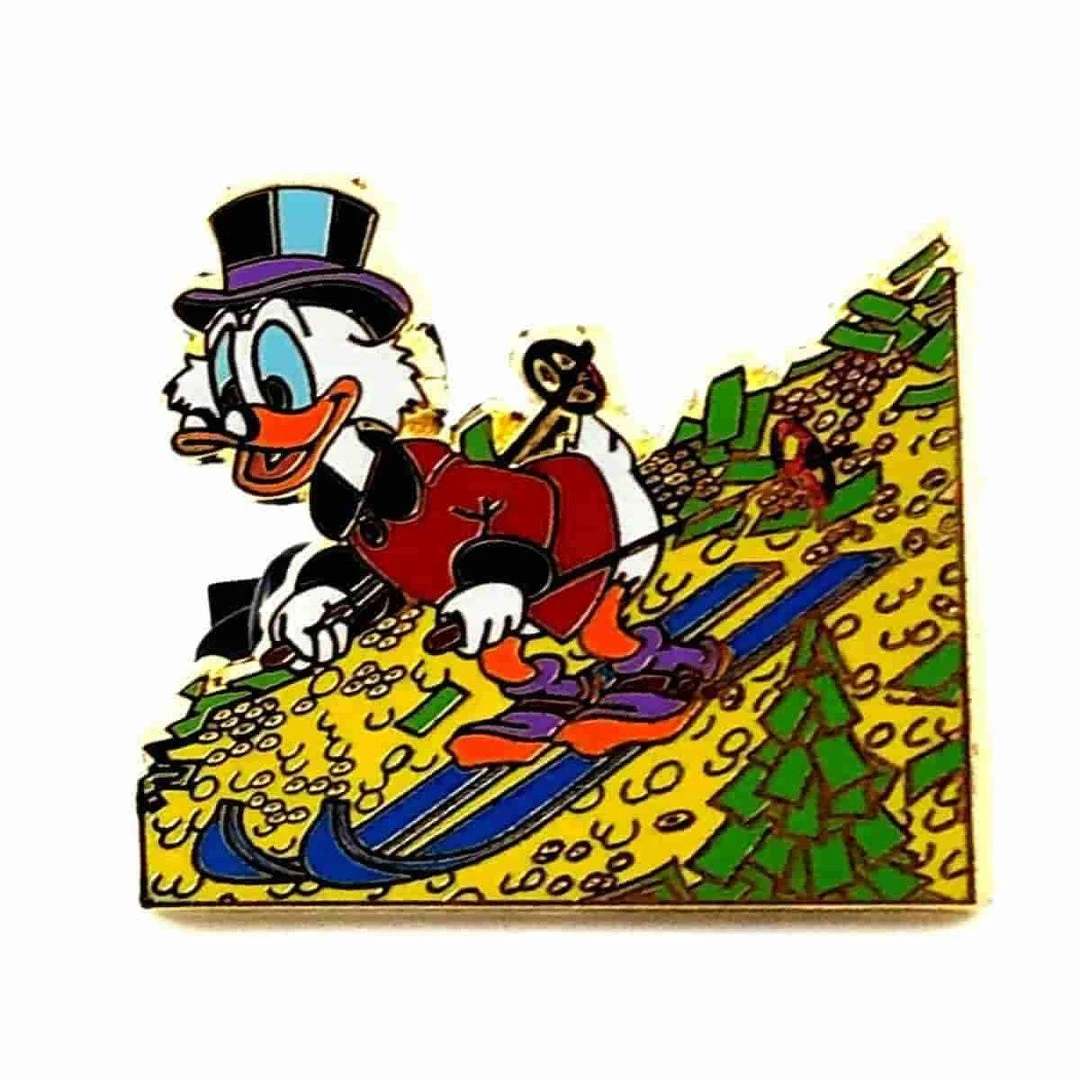 Pins & Patches Scrooge McDuck Treasure Skiing 1.5" Enamel Pin By Phantom Pins