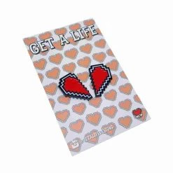 SPLIT PIXEL HEART : Two Piece Soft Enamel Pin Gamer Heart By Get A Life Designs
