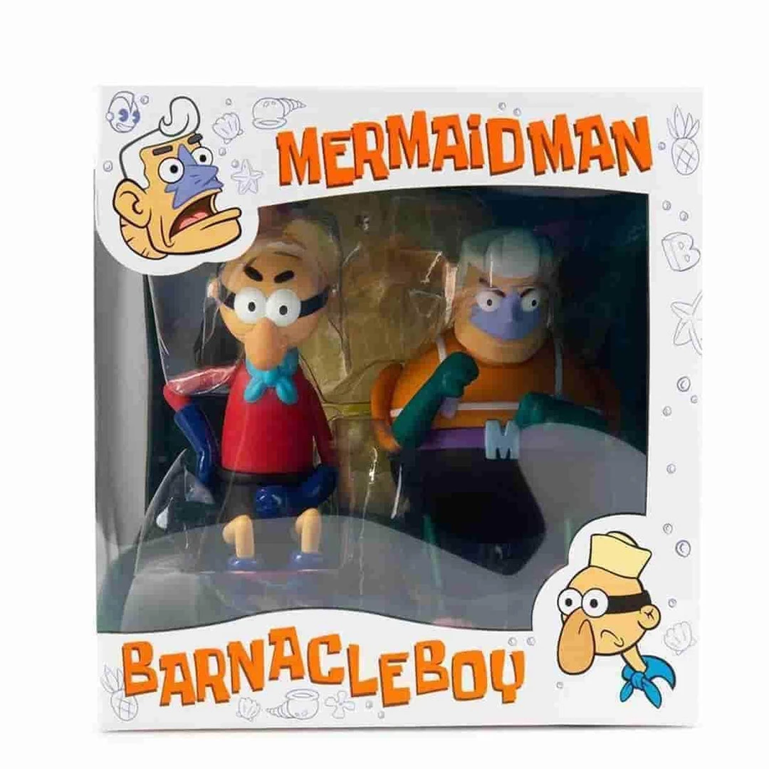 Mermaid Man & Barnacle Boy In INvisible Boat Medium Vinyl Figure By Kidrobot